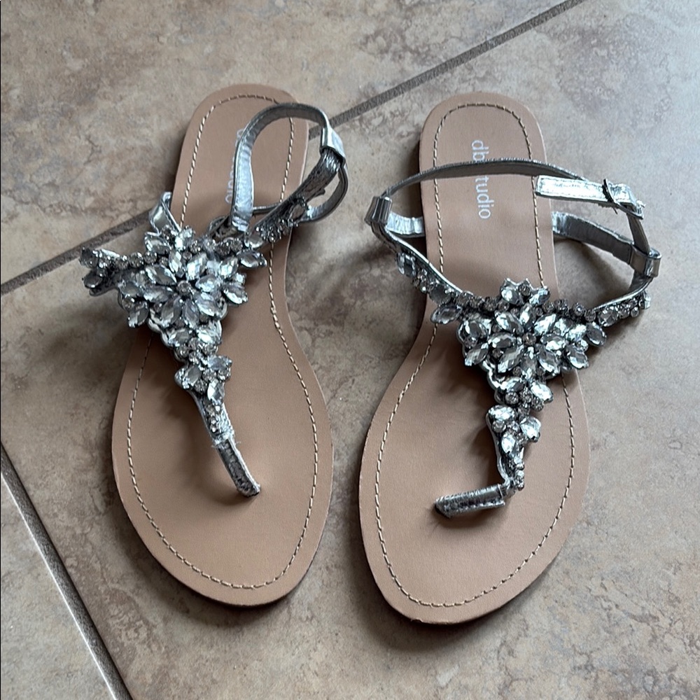 Fancy silver jeweled sandals - LIKE NEW